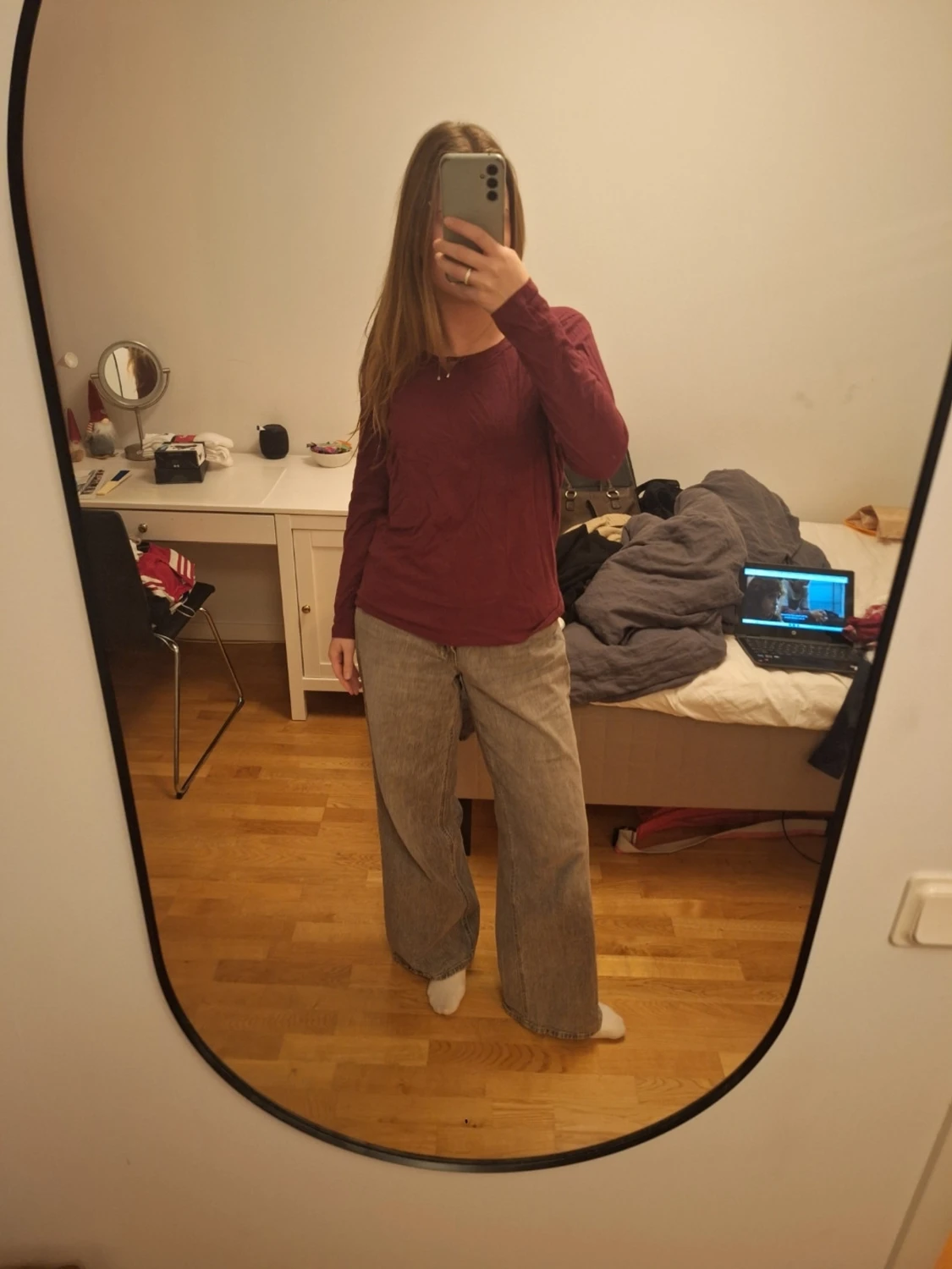 Vinröd långärmad topp