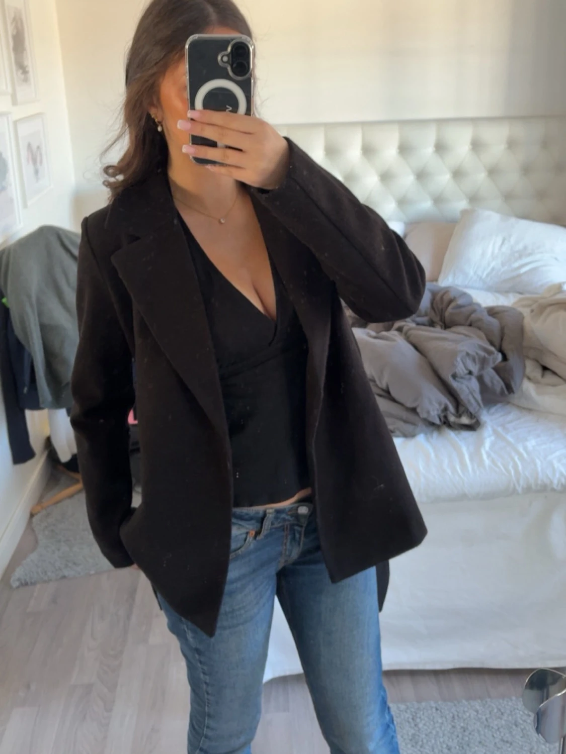 Svart kappa med bälte dam - 1