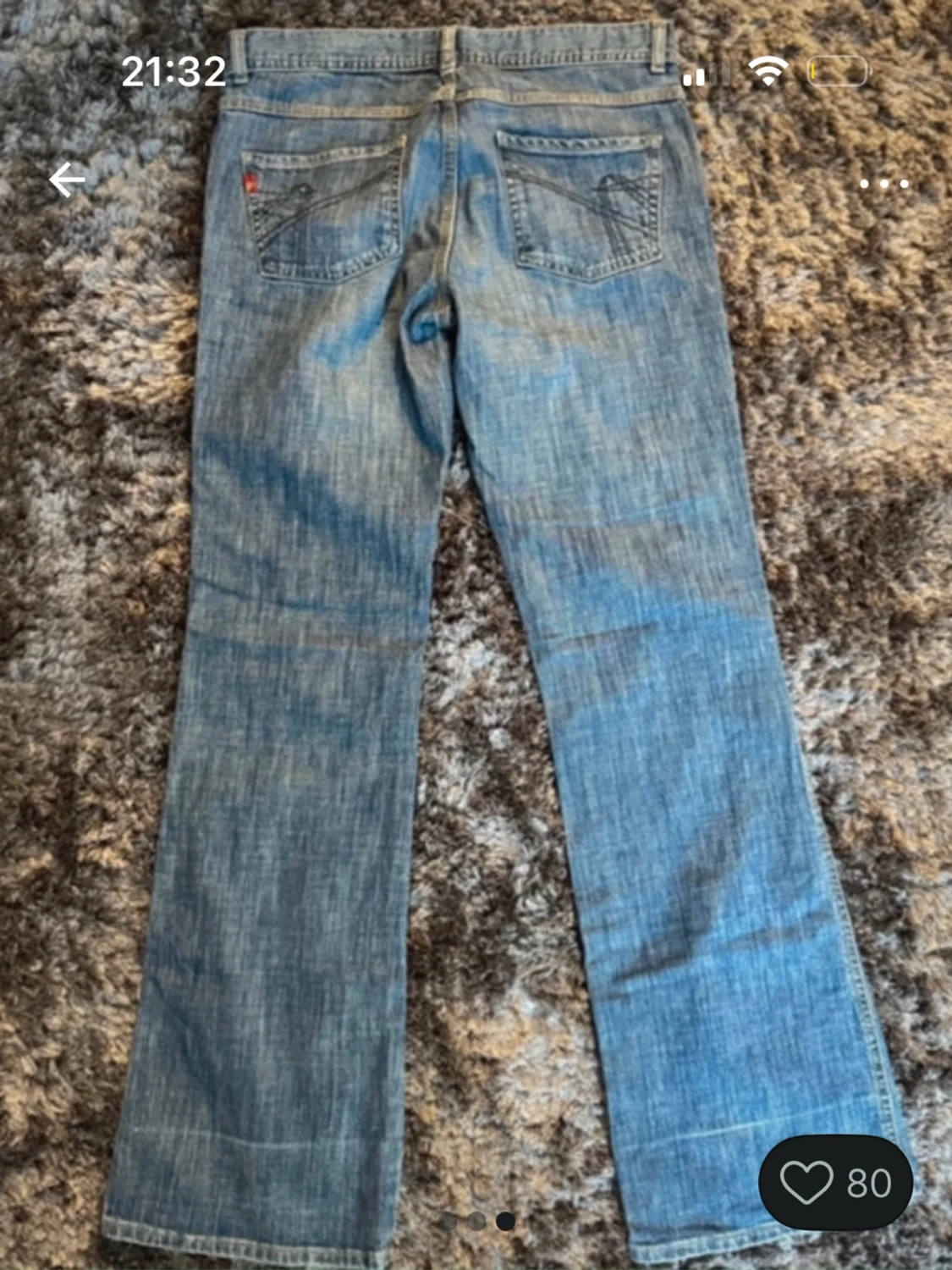 Blå bootcut jeans med låg midja - 2