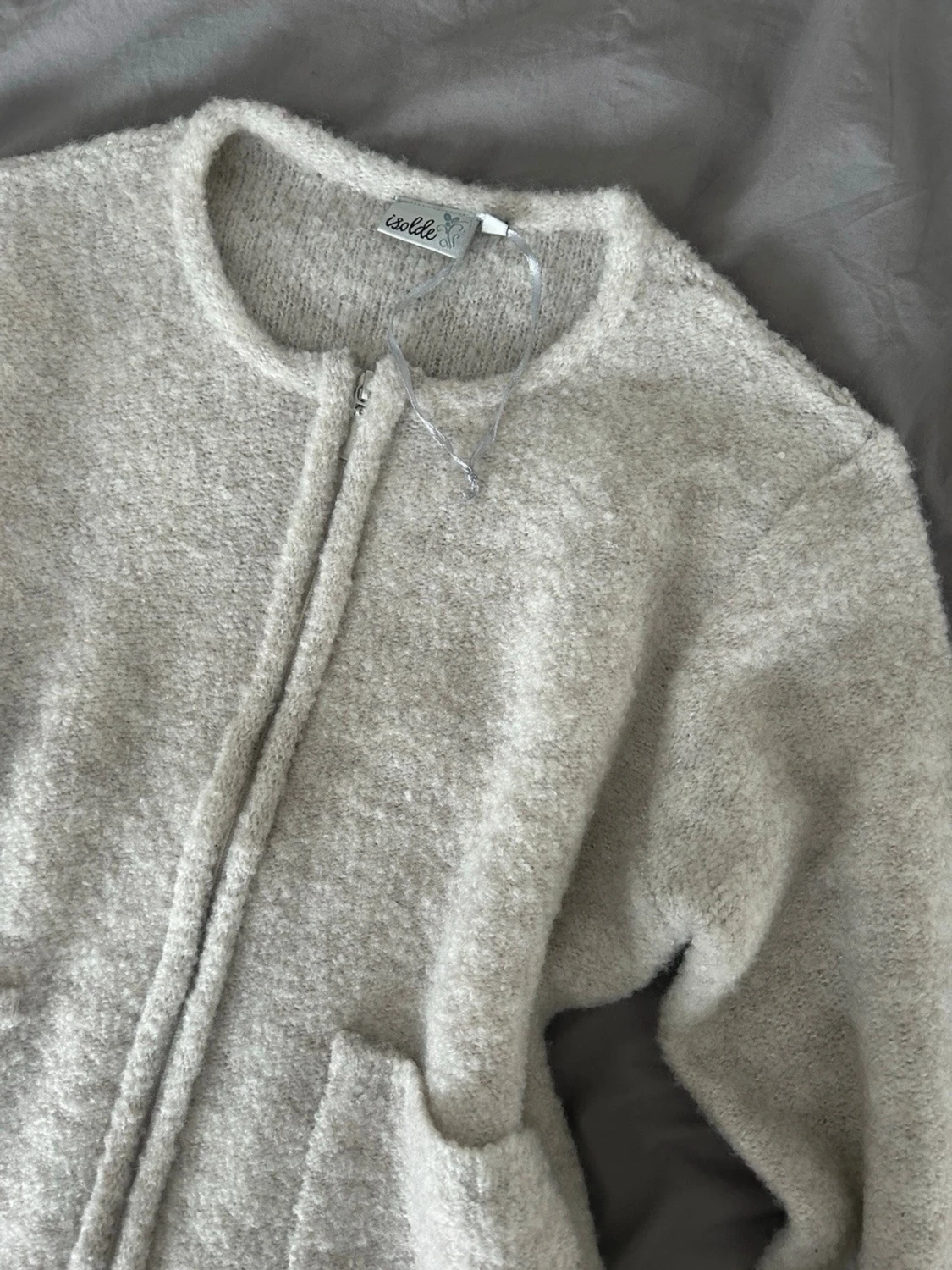 Beige fluffig kofta från Isolde - 6