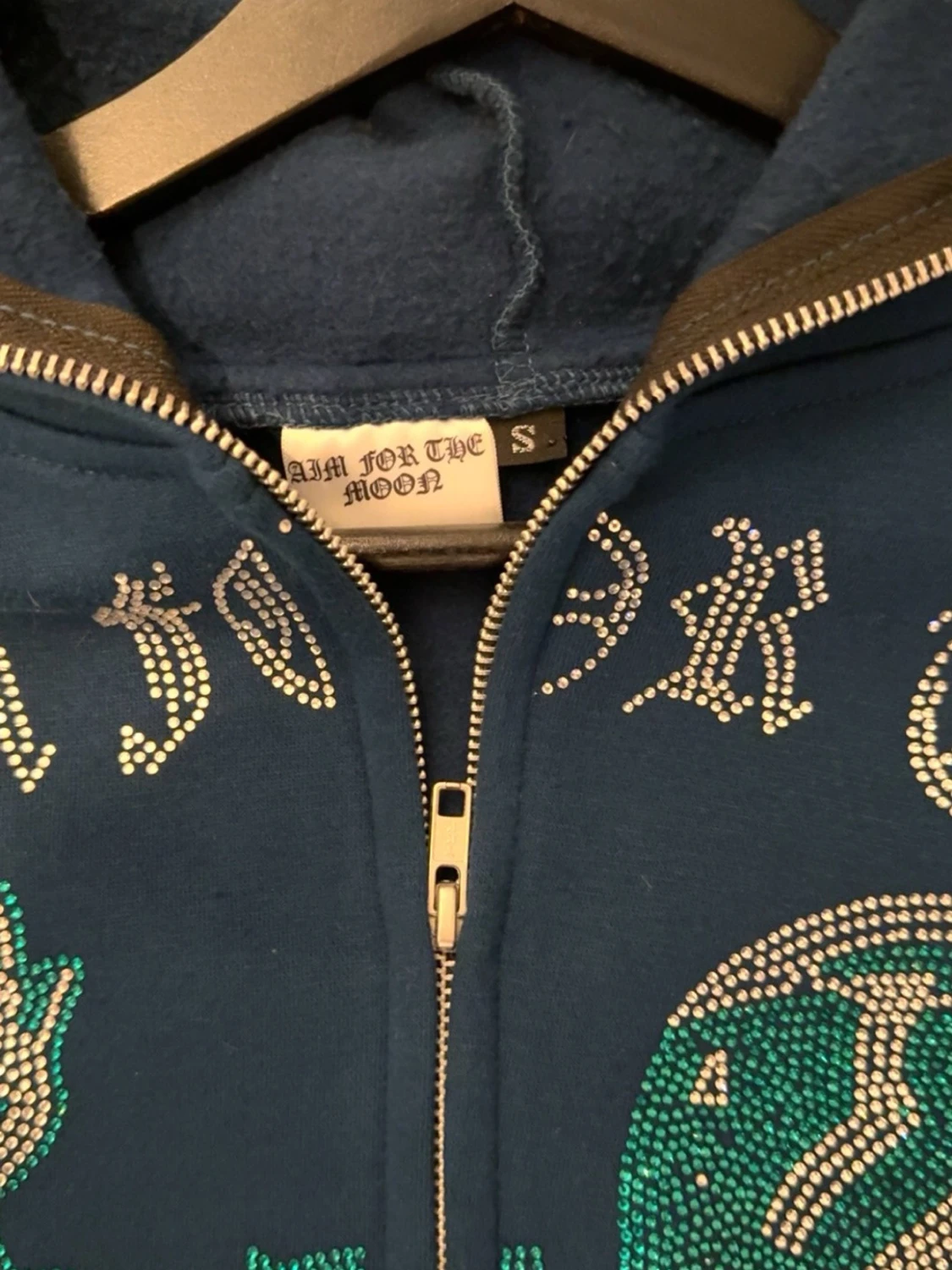 Blå Aim For The Moon hoodie,S - 1