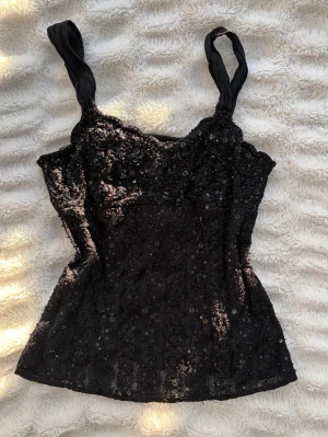 Spets och paljett topp från Ann Taylor - Superfin vintage spetstopp med paljetter på som passar perfekt till fest och utgång! Säljer för att den tyvärr är för liten till mig:( Storlek S 