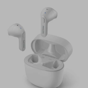 Philips True Wireless Earbuds - Snygga trådlösa Philips-hörlurar med laddningsetui. Kompakt design, bekväm passform och tydliga LED-indikatorer. Perfekt för musik och samtal på språng. Produkten ser ut att vara i mycket gott skick utan synligt slitage.