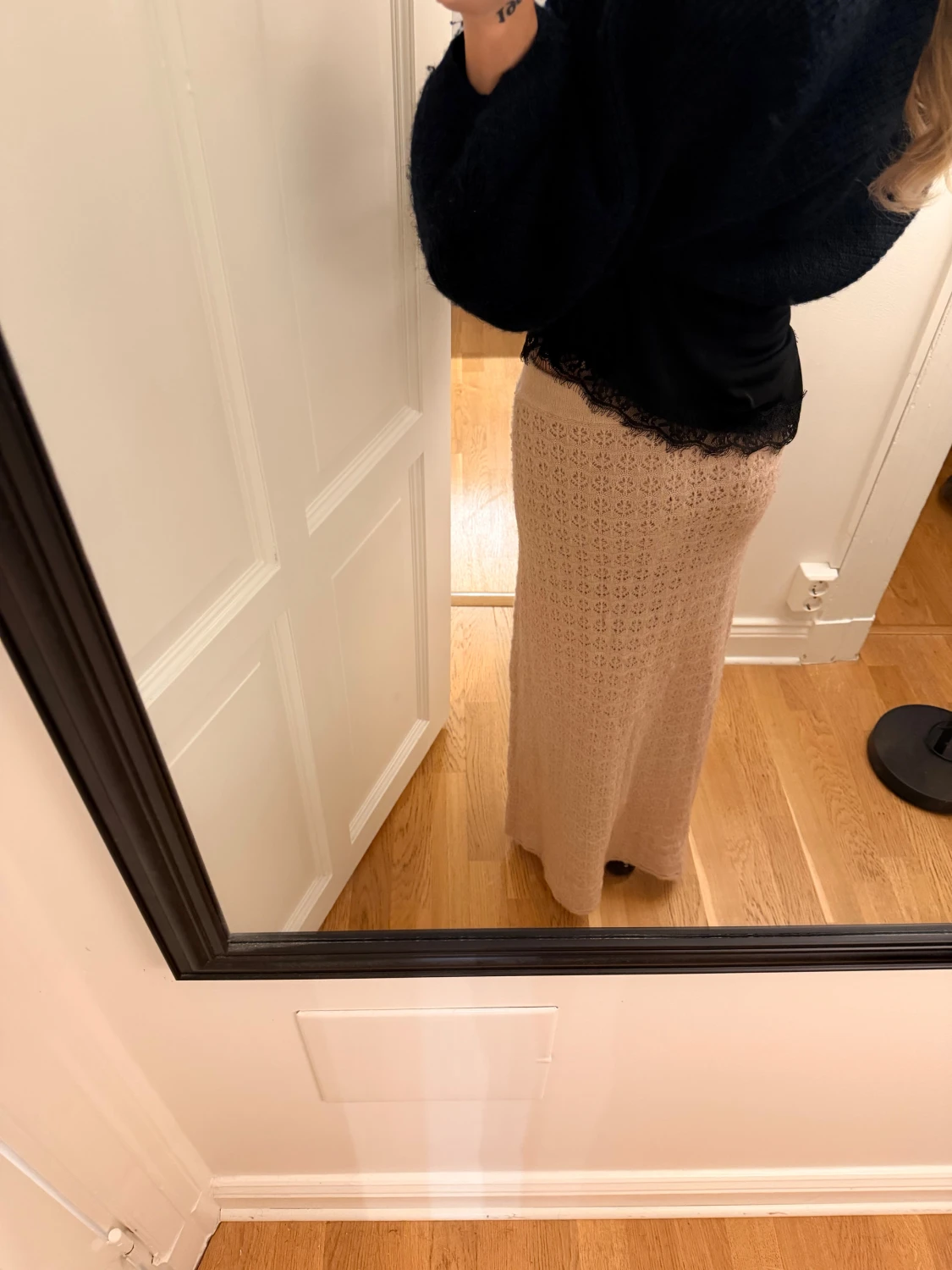 Rosa lång stickad kjol - 1