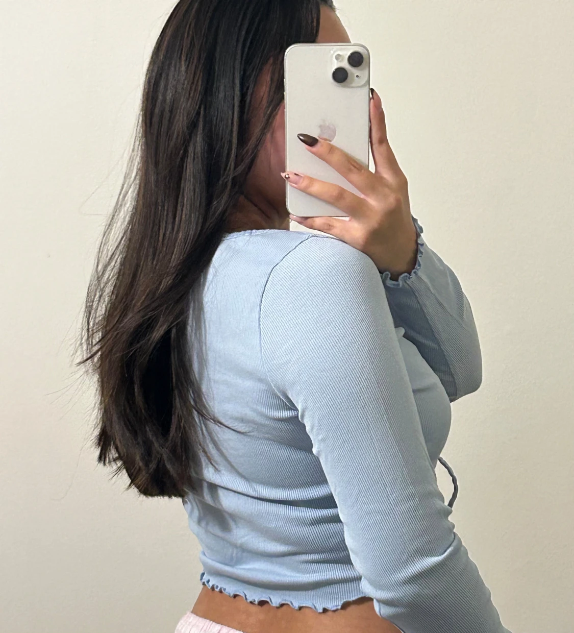 Ljusblå croppad topp med snörning H&M - 1