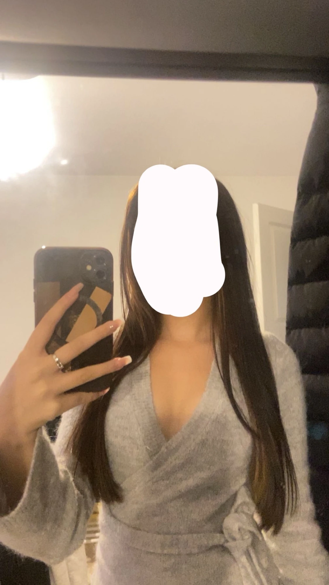 Ljusgrå omlottkofta med knyt