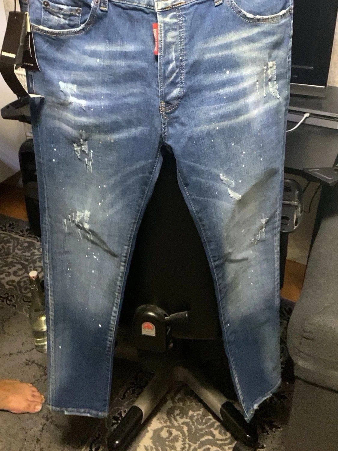 Blå Dsquared2 jeans med slitningar