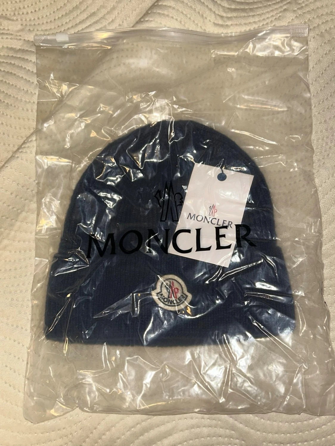 Mörkblå Moncler mössa i ull - 4