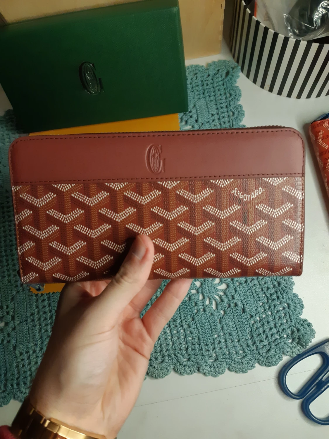 Brun Goyard plånbok med mönster - 3