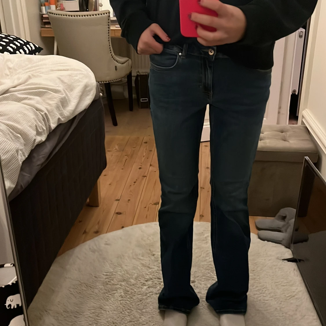 Blå low waist bootcut jeans 