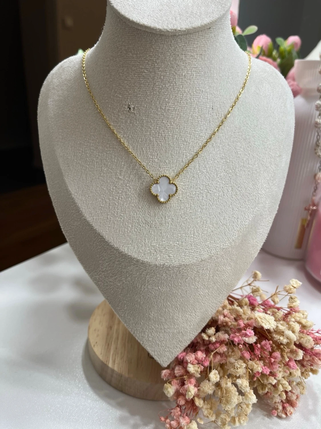 18k guldpläterad klöver halsband