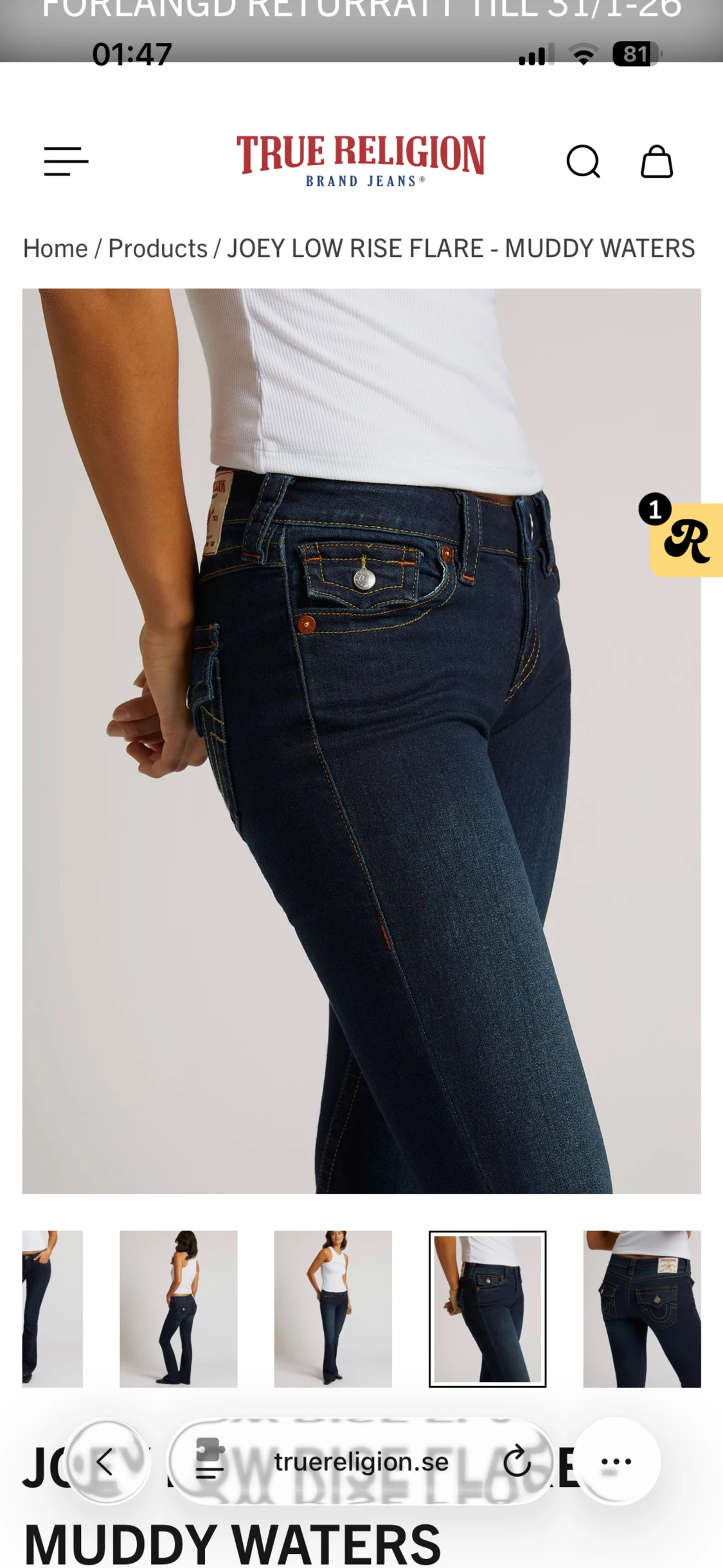 True Religion Joey Low Rise Flare Jeans - 2