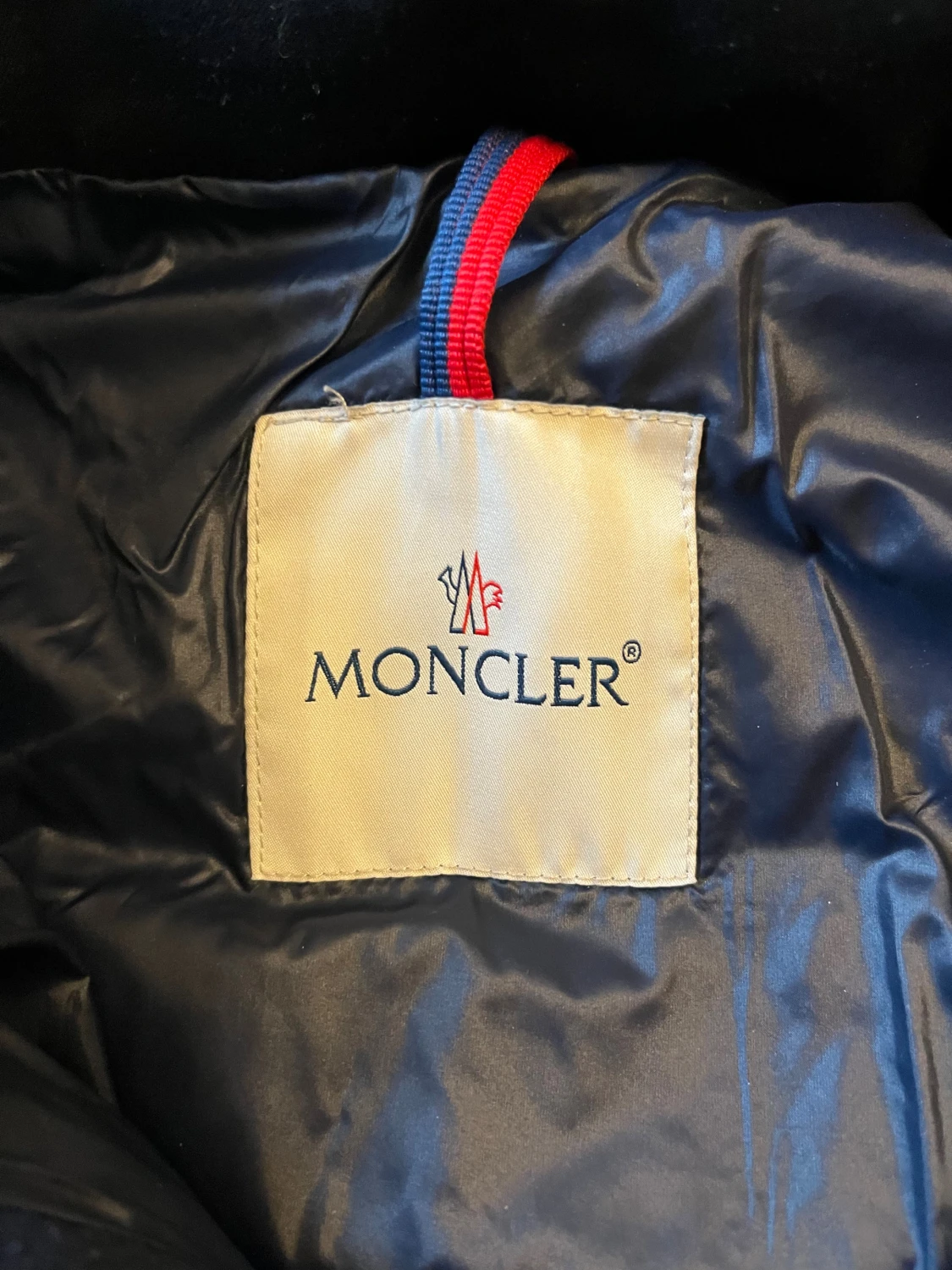 Marinblå  Moncler pufferjacka med huva - 1