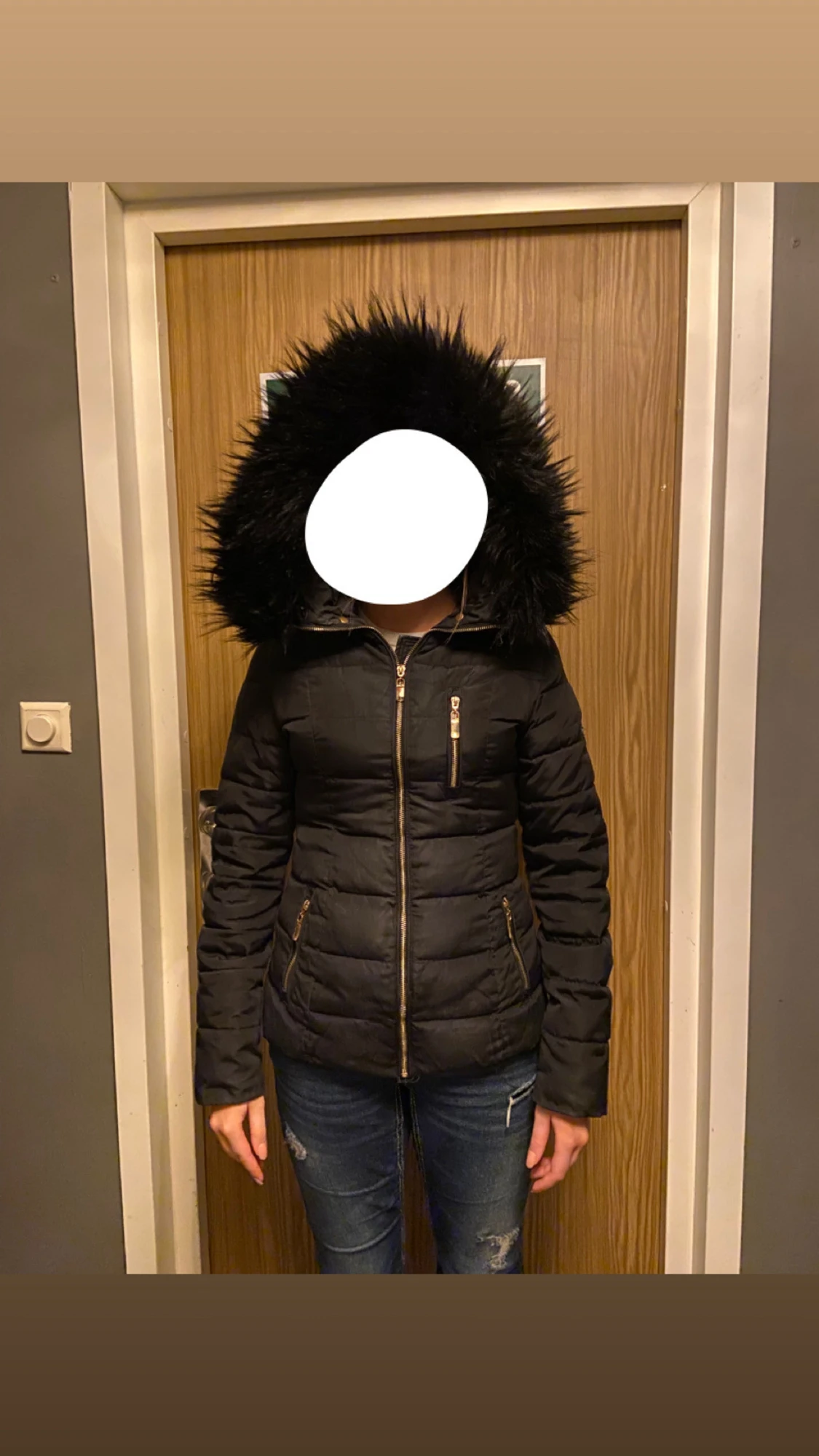 Svart pufferjacka med fuskpäls från Roco Baroco - 2