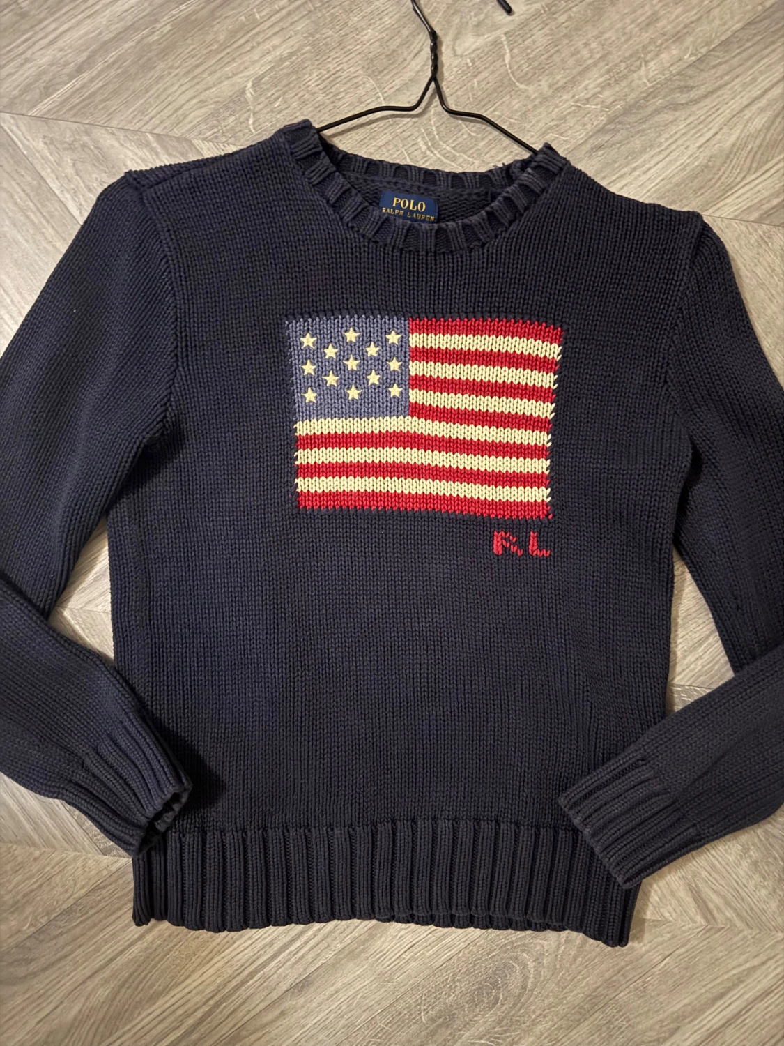 Mörkblå stickad tröja Polo Ralph Lauren 