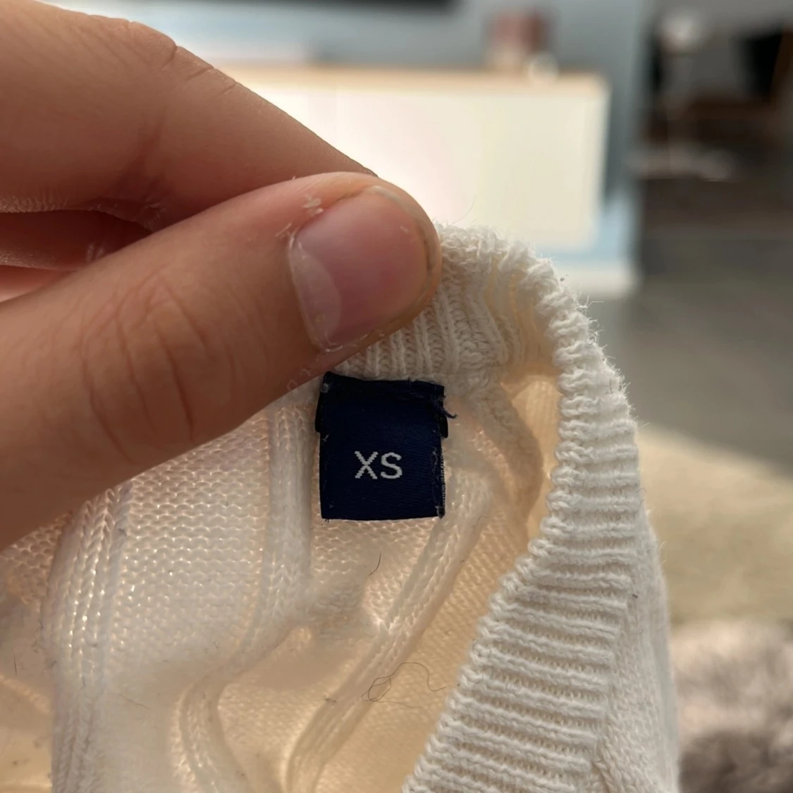 Vit kabelstickad tröja från Gant XS - 3