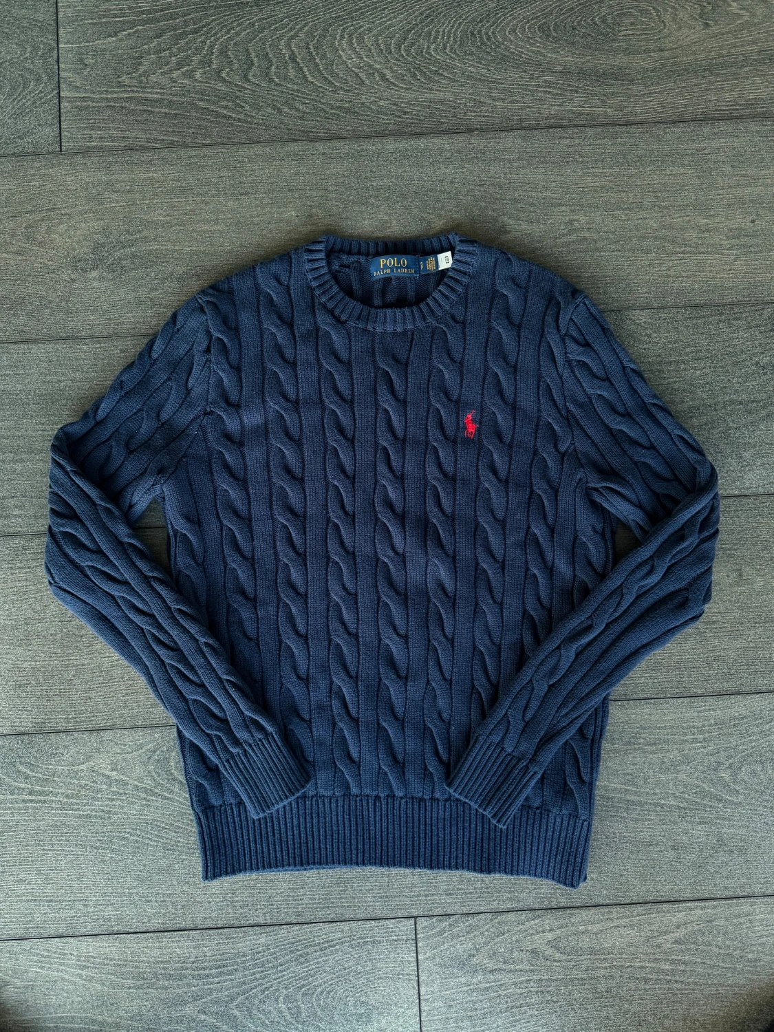 Marinblå kabelstickad tröja Polo Ralph Lauren