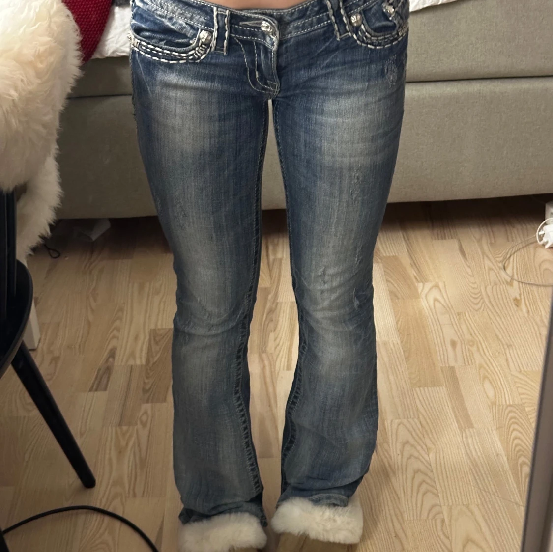 Miss Me blå bootcut jeans med detaljer - 1