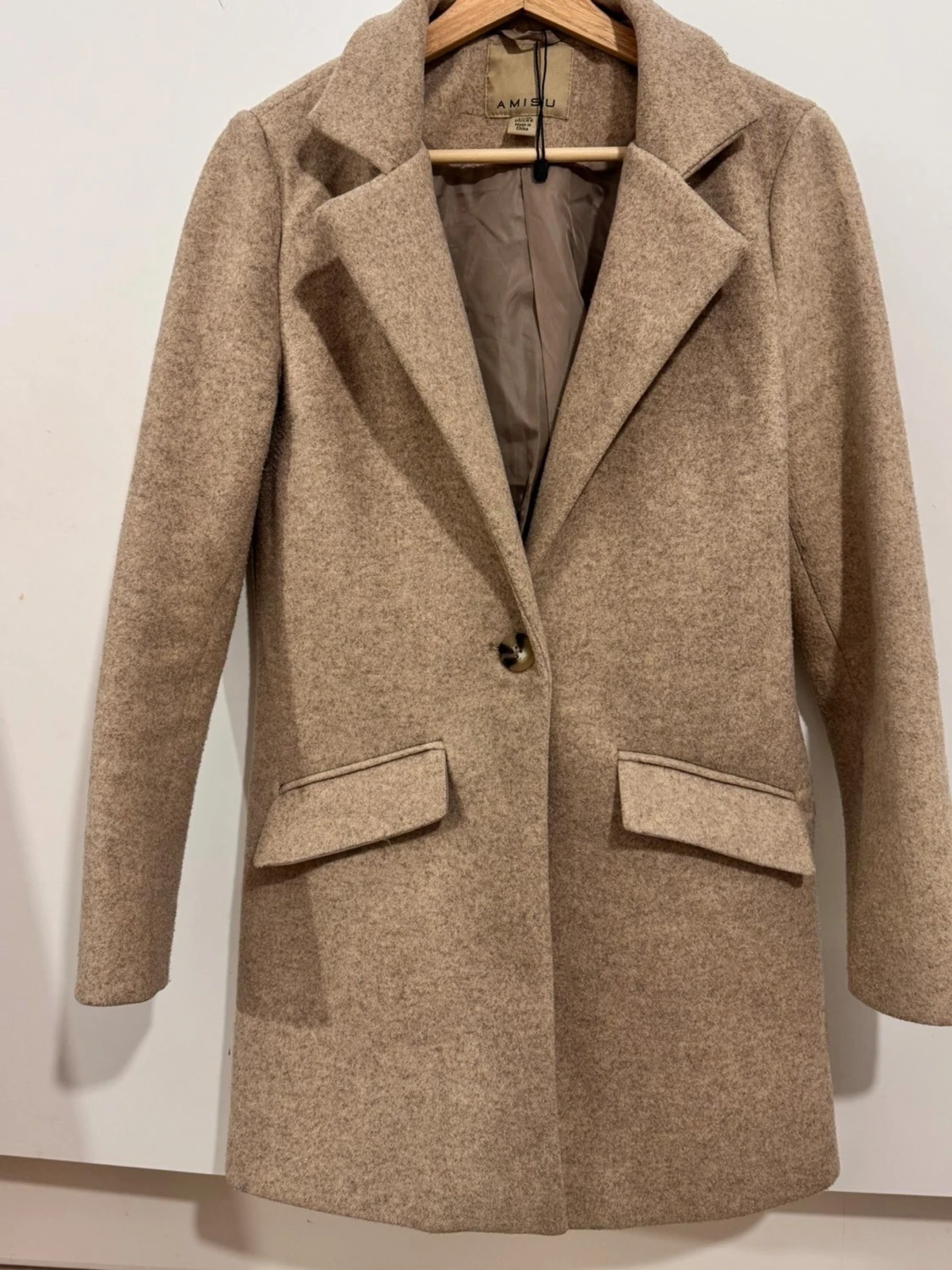 Beige kappa från Amisu i ullmix - 1