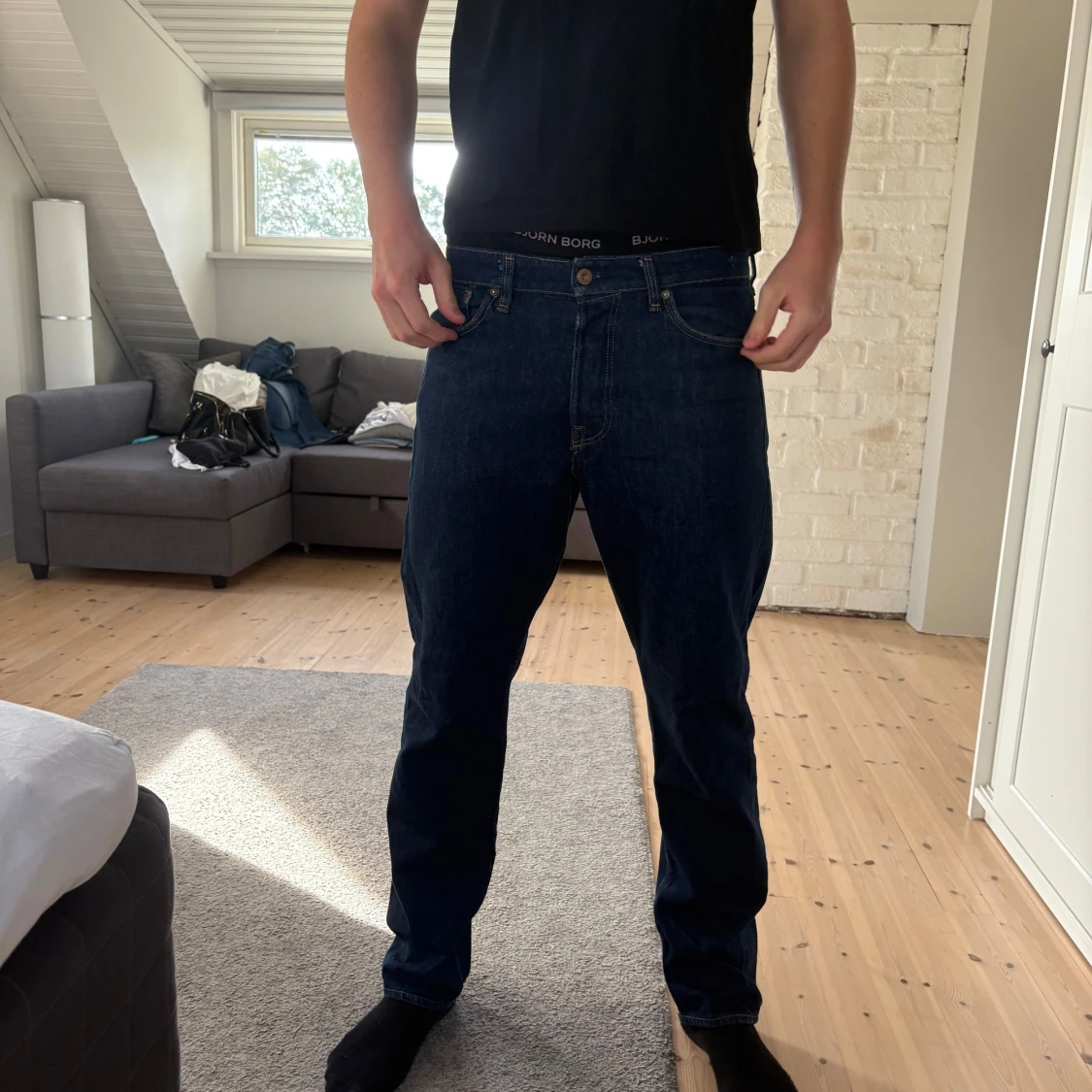 Mörkblå jeans från Jack & Jones, 34/34
