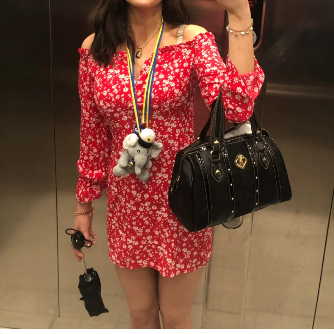 Röd Klänning Offshoulder - 1