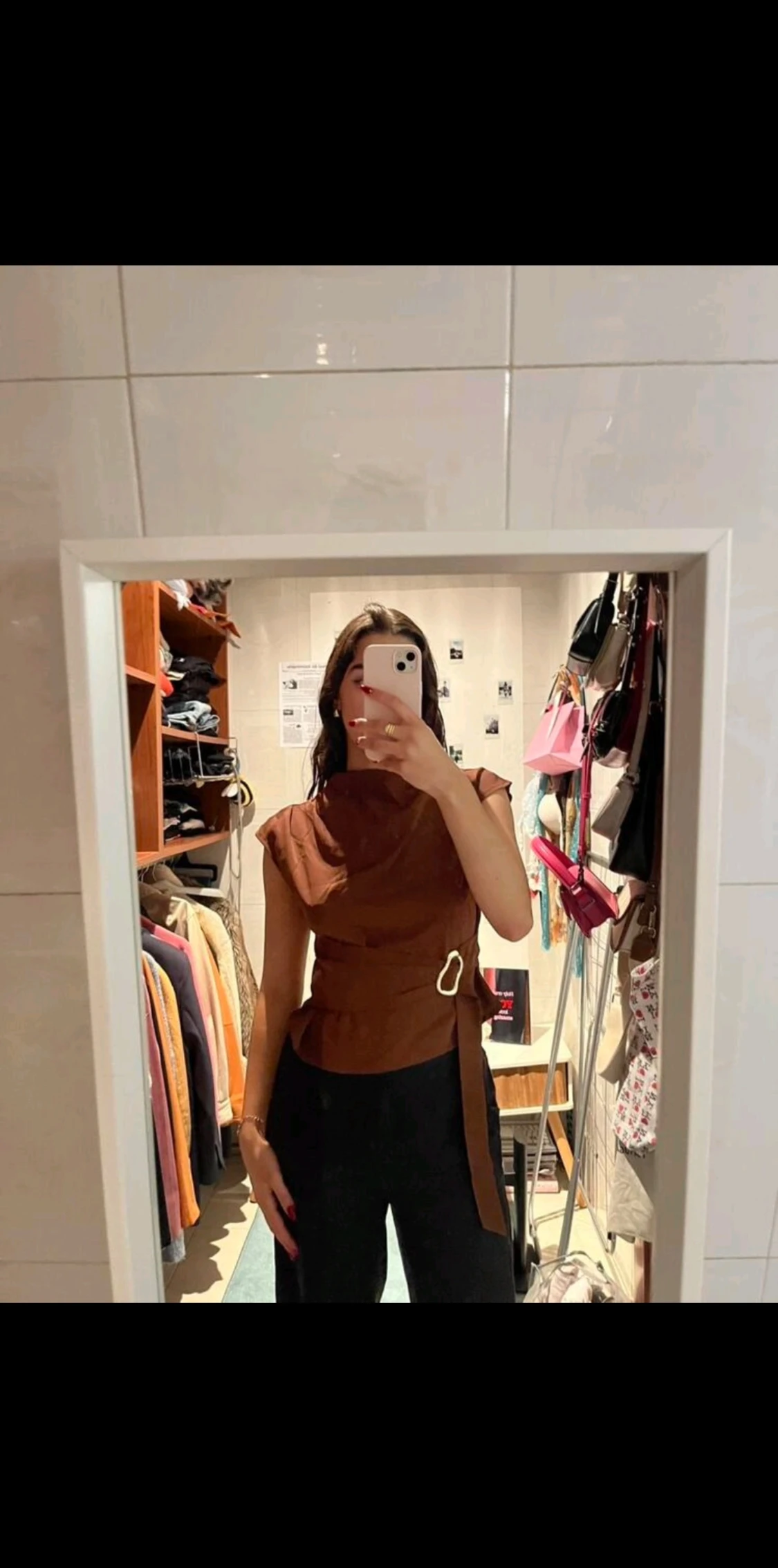 Brun blus med bälte - 2