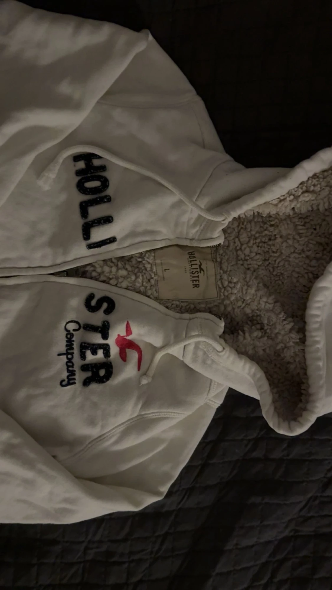 y2k hollister zip up hoodie fodrad teddy - 3