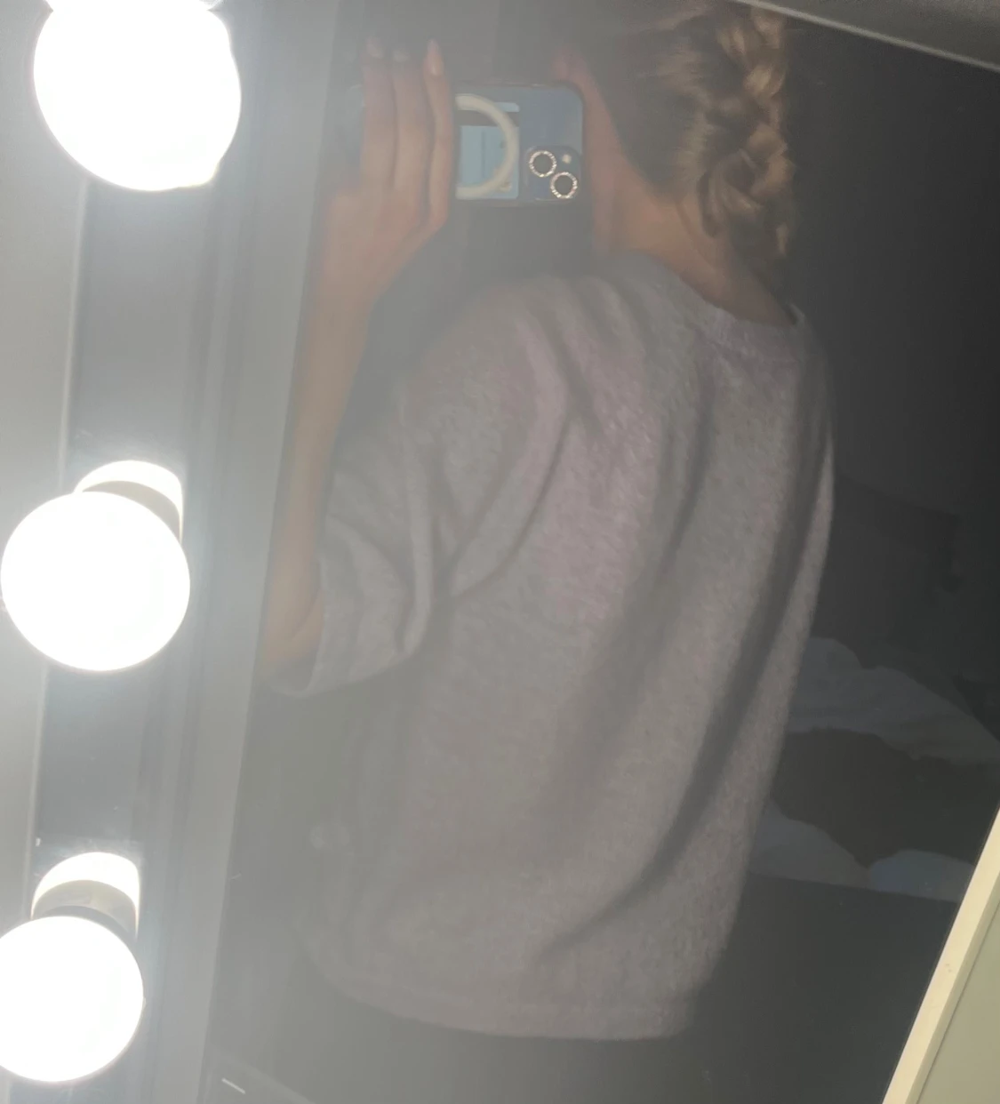 Ljuslila stickad tröja med trekvartsärm - 1