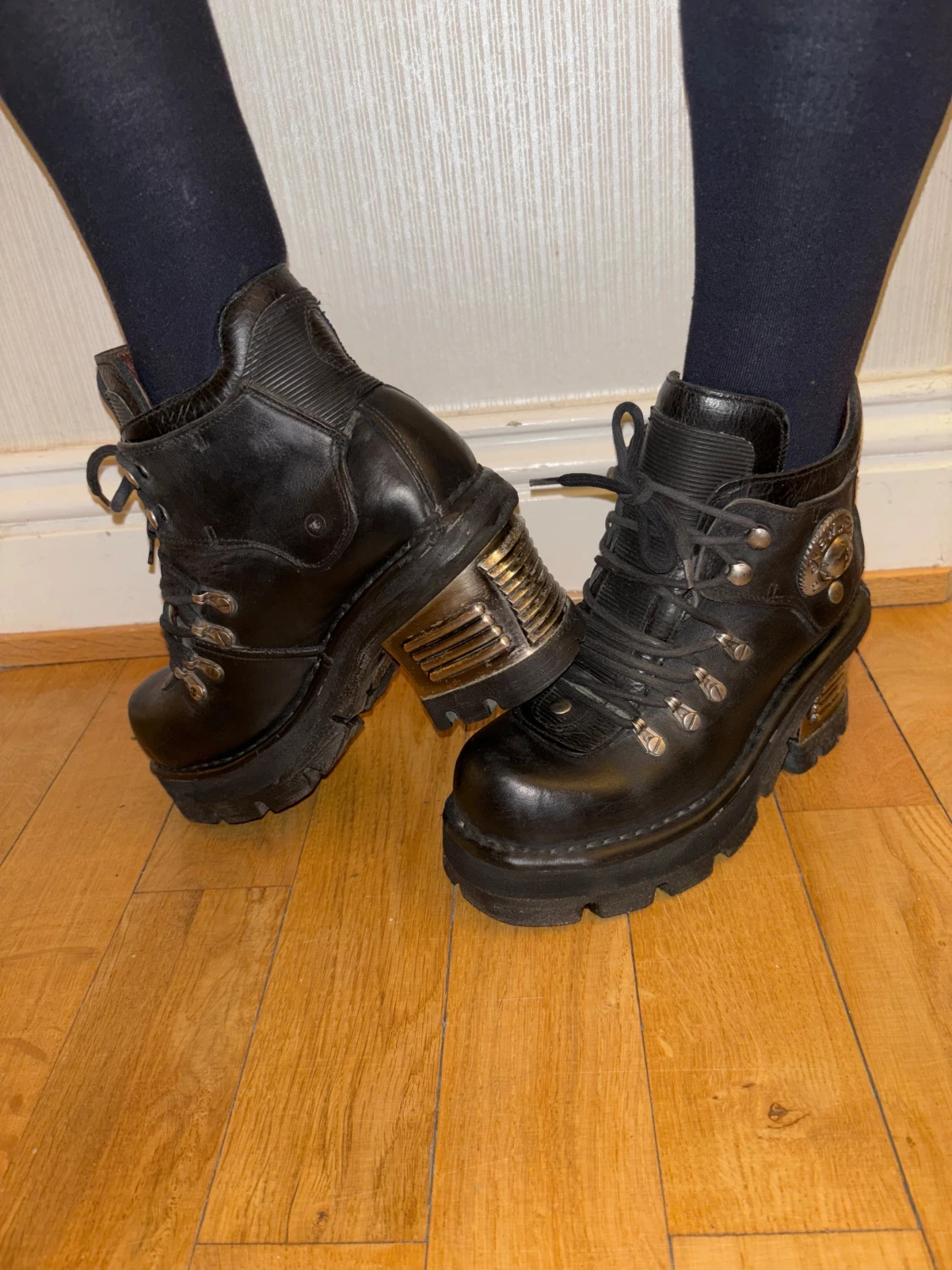 New Rock Planet kängor – svart läder – strl 37  - 1