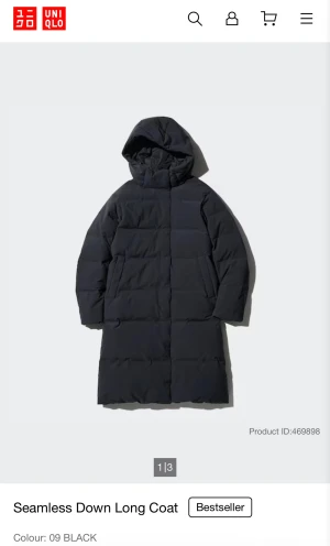 Byte! Svart lång dunjacka från Uniqlo - Byte! Någon som har denna jacka i storlek M som vill byta mot storlek L.