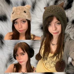 Två mössor och Öronmuffar❤️ - Två fina katt mössor med öron och ett par svarta öronmuffar❤️( man får alla på köpet‼️)