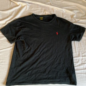 Svart t-shirt från Polo Ralph Lauren - Svart t-shirt från Polo Ralph Lauren i bomull med klassisk passform. T-shirten har korta ärmar och en röd broderad logga på bröstet. Enkel och stilren design som funkar till det mesta.