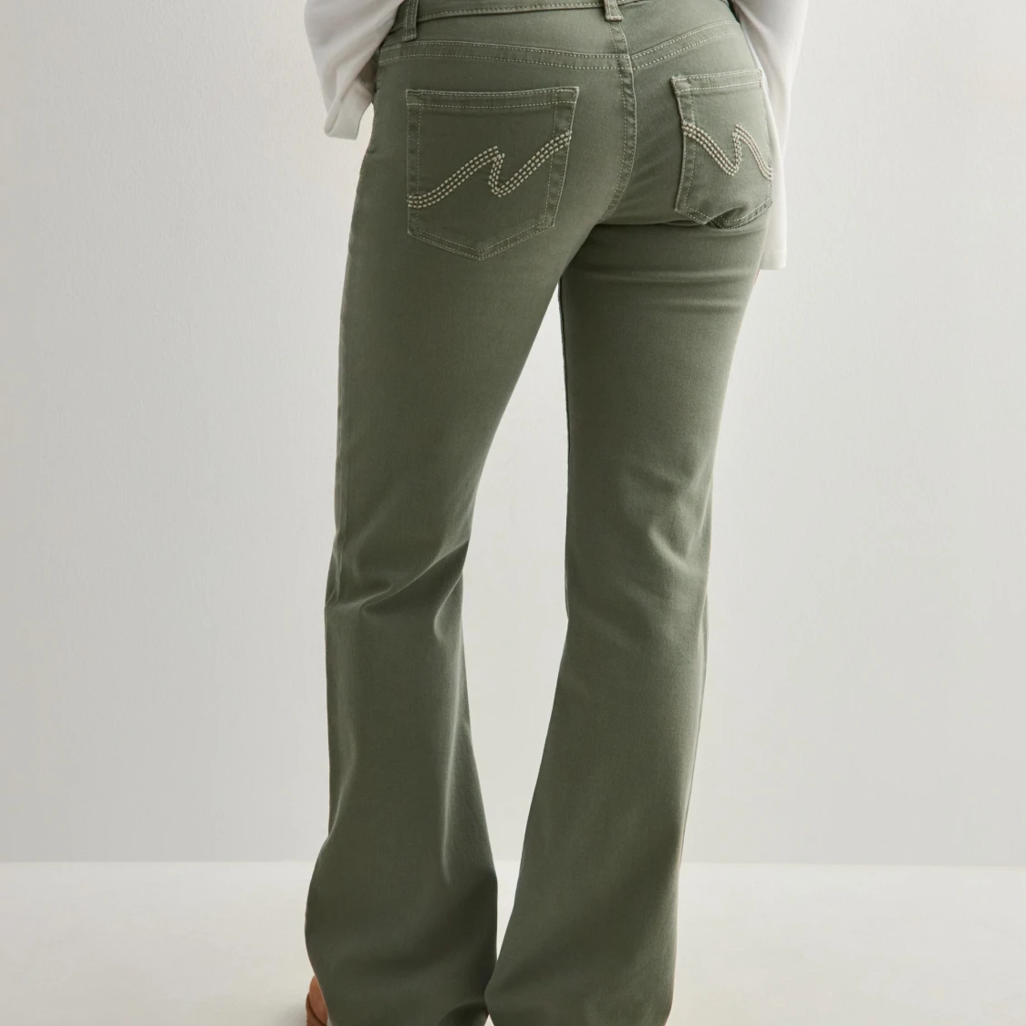 Gröna lågmidjade bootcut jeans - 2