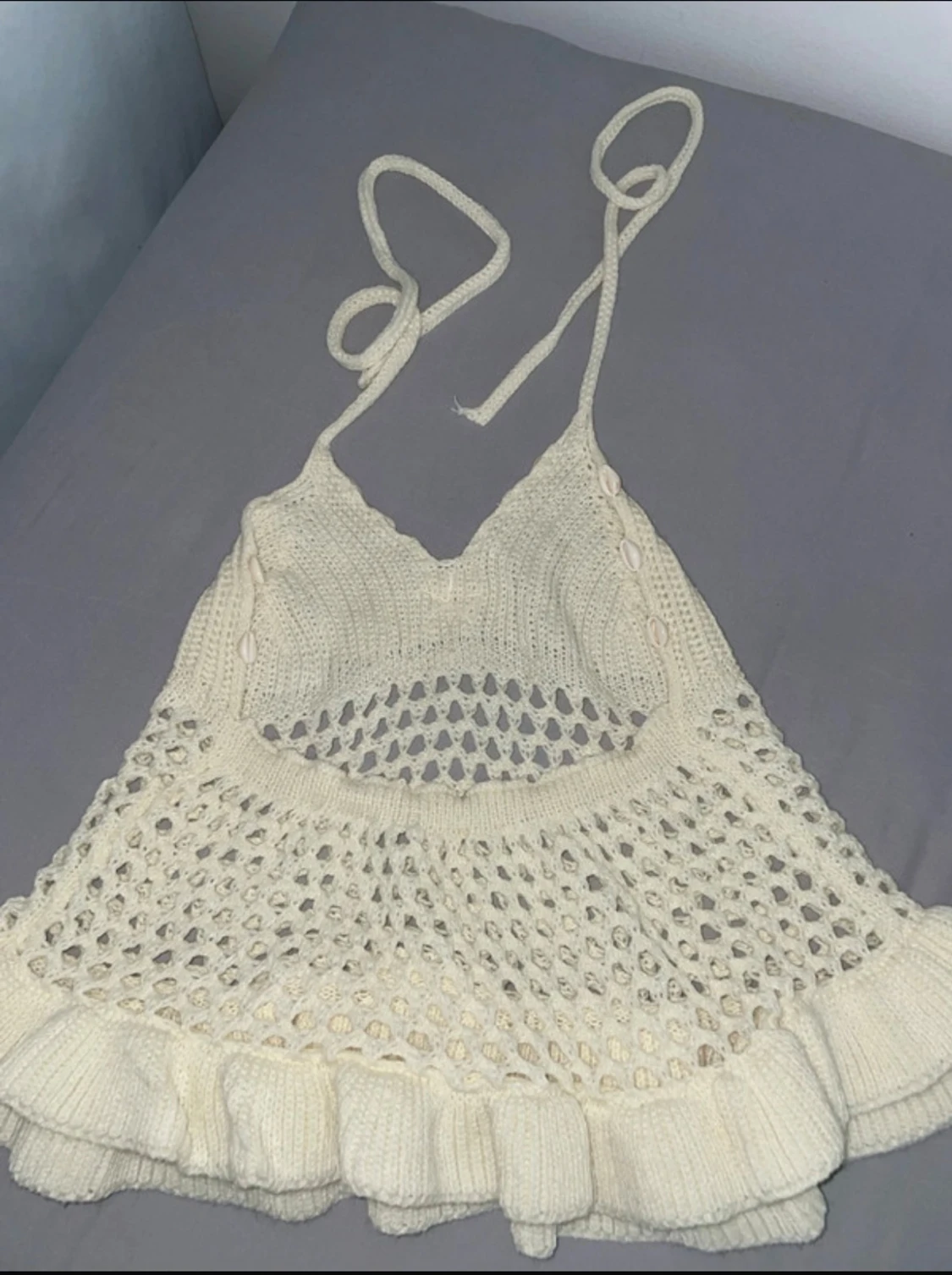 Stickad cremefärgad linnetopp SHEIN - 3
