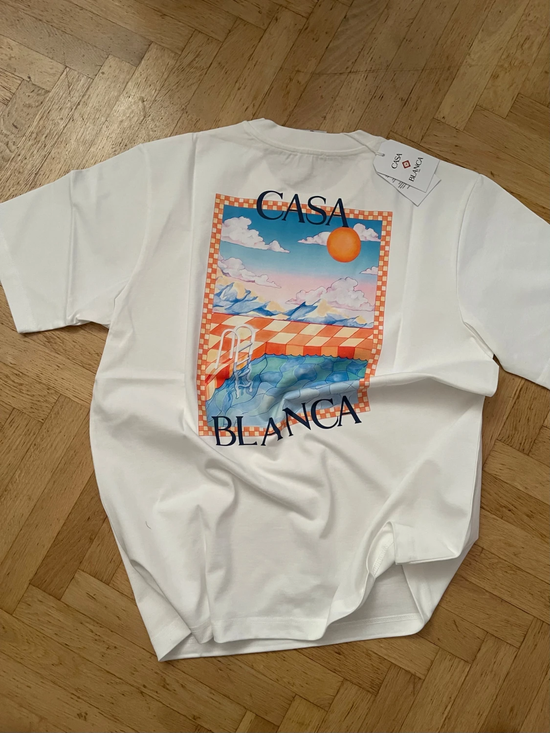 Vit Casa Blanca t-shirt med tryck - 6