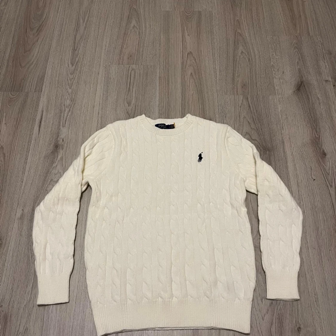 Vit kabelstickad tröja från Polo Ralph Lauren