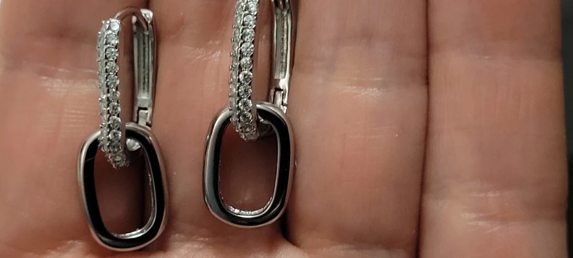  Helt nya silver 925 örhängen med glittriga stenar - 5