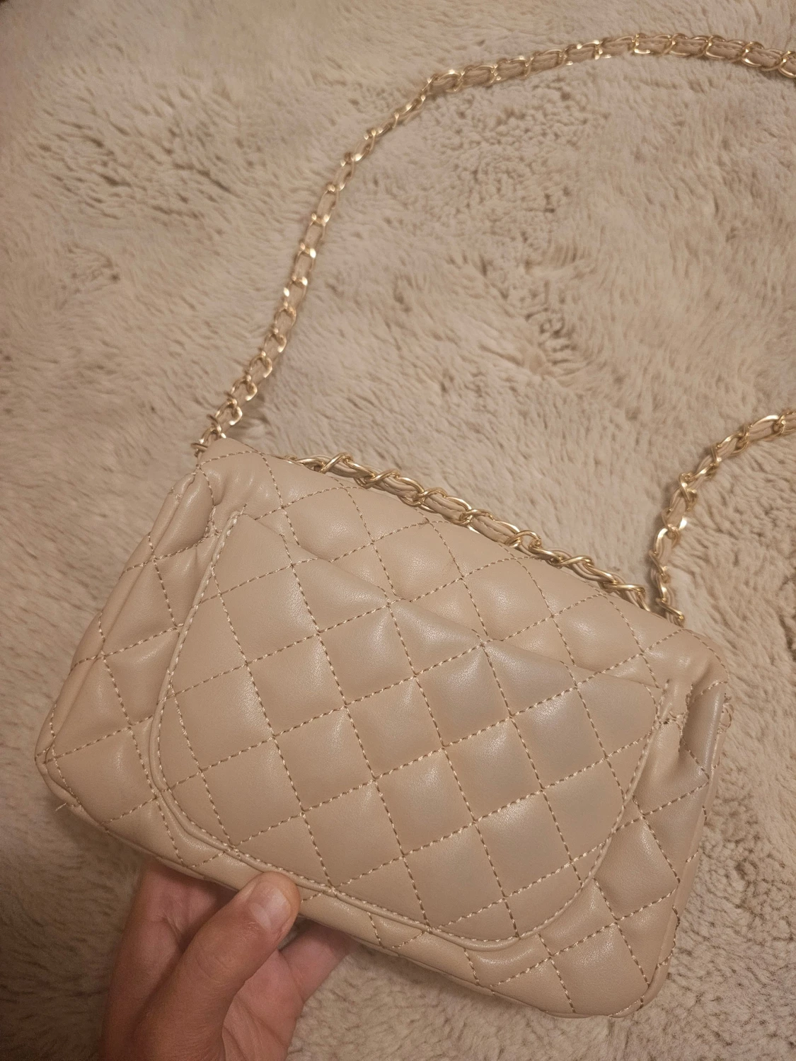 Beige quiltadl axelväska - 2