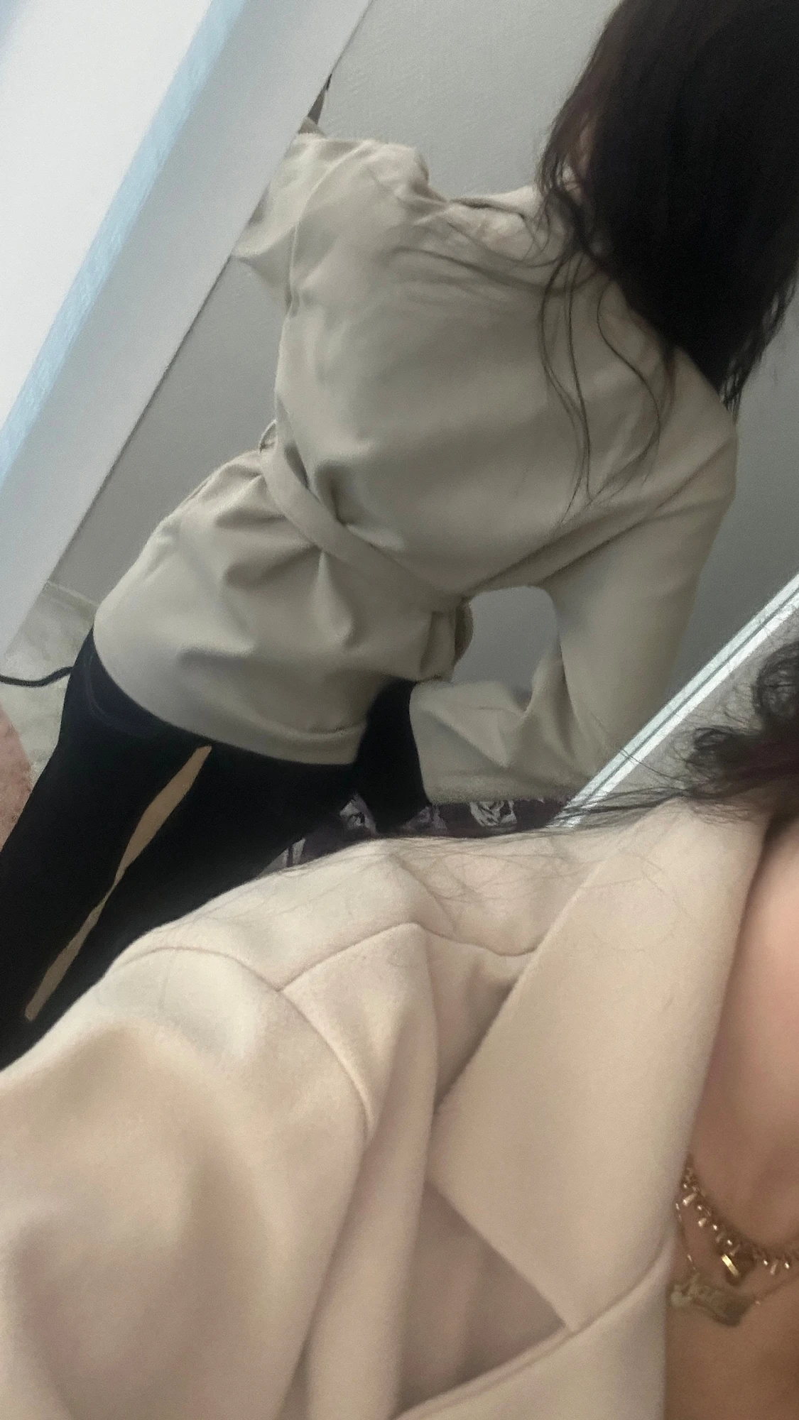 Beige omlottkappa med bälte - 1