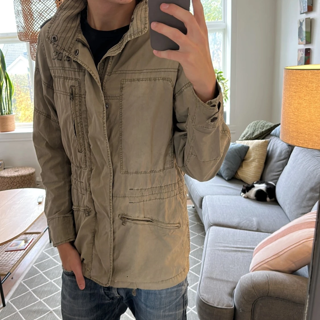 Beige/olivgrön Fieldjacket  - 2