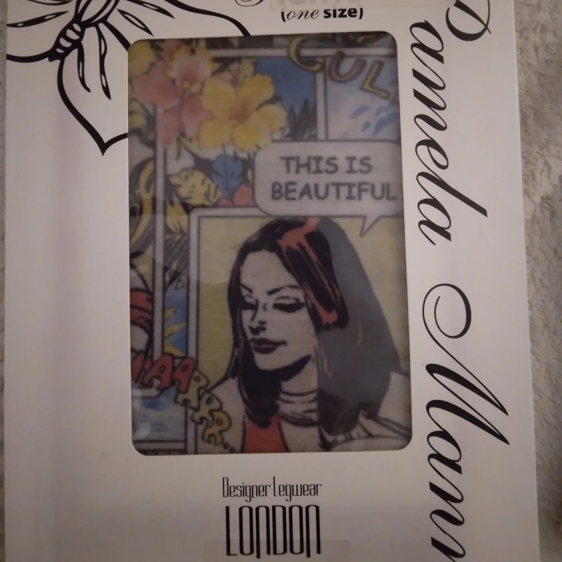 HELT NYA OANVÄNDA färgglada strumporbyxor / tights med pop art mönster, från Pamela Mann, Onesize.