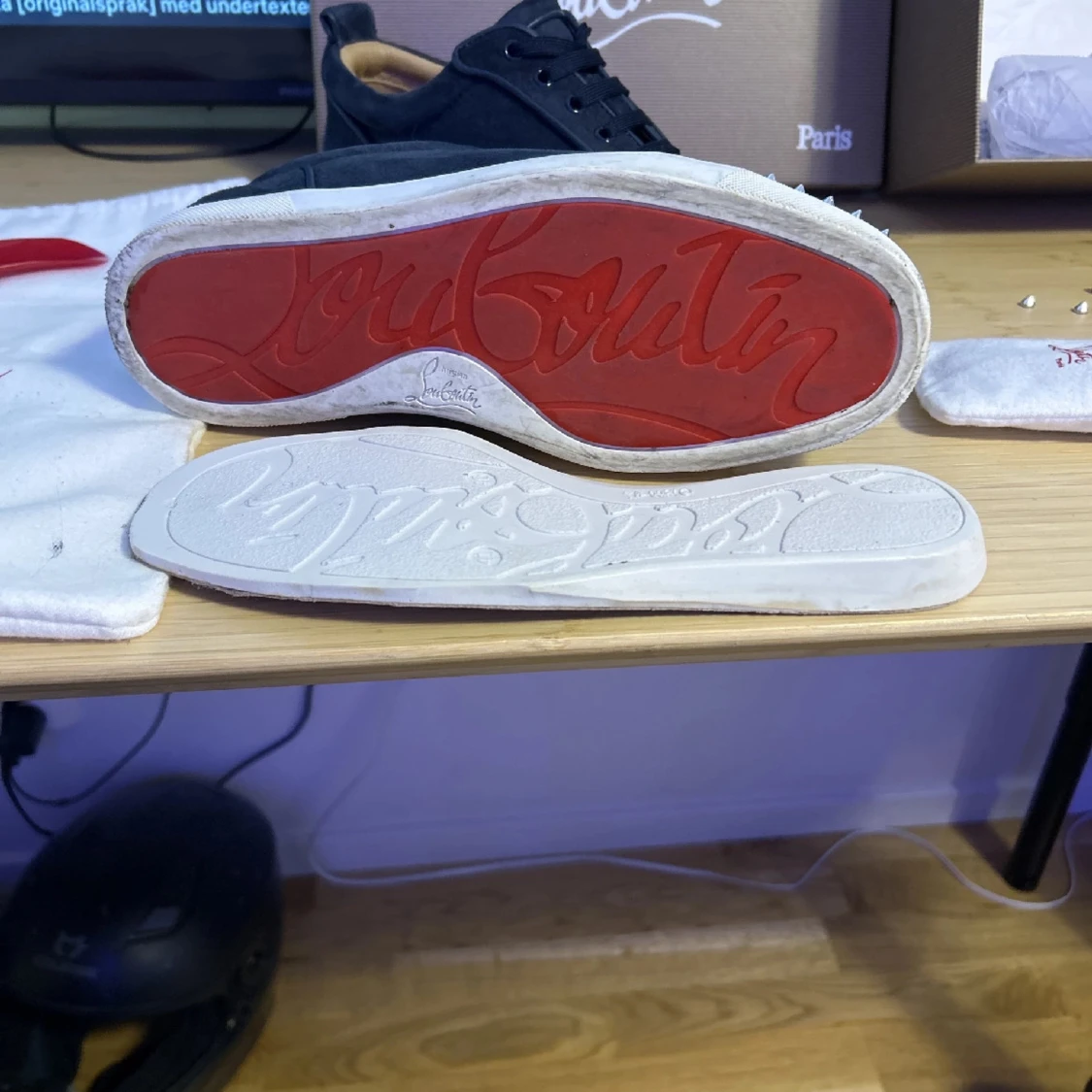 Christian Louboutin svarta sneakers med nitar - 3