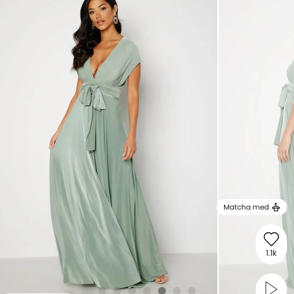 Ljusgrön långklänning från Goddiva