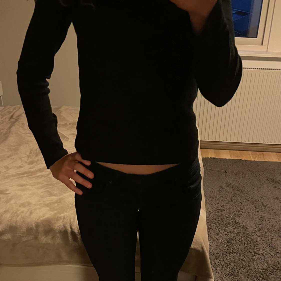 Svart ribbad långärmad tröja H&M - 2