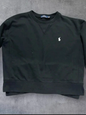 Svart sweatshirt från Polo Ralph Lauren - Klassisk svart sweatshirt från Polo Ralph Lauren med rund halsringning och den ikoniska vita logon broderad på bröstet. Tröjan har en relaxed passform och är tillverkad i mjuk bomull, perfekt för chill dagar eller när du vill ha en clean look.