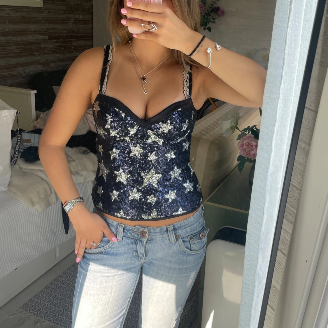 Korsett topp glitter paljetter calzedonia stjärnor