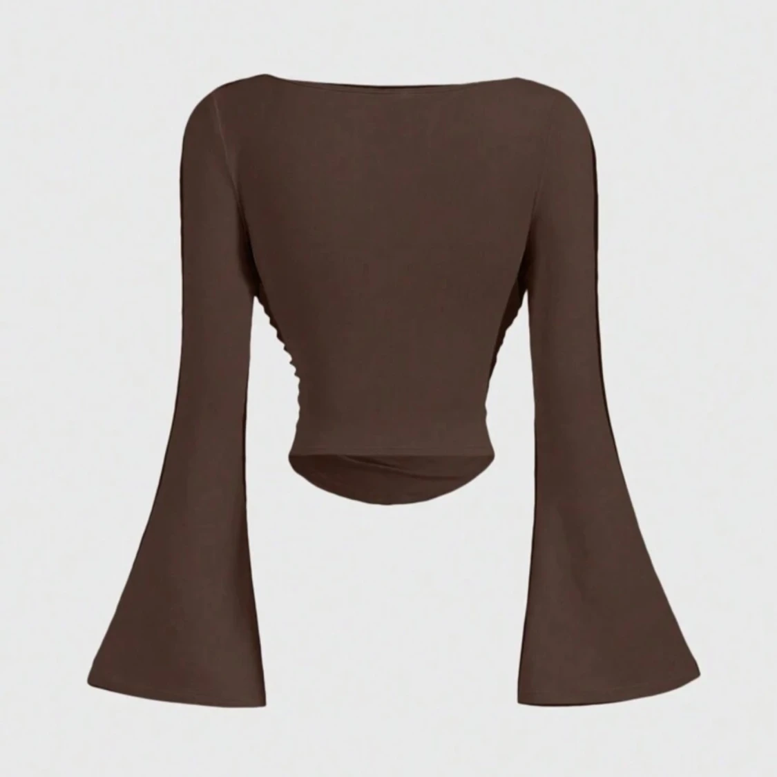 Brun croppad topp med utsvängda ärmar - 1