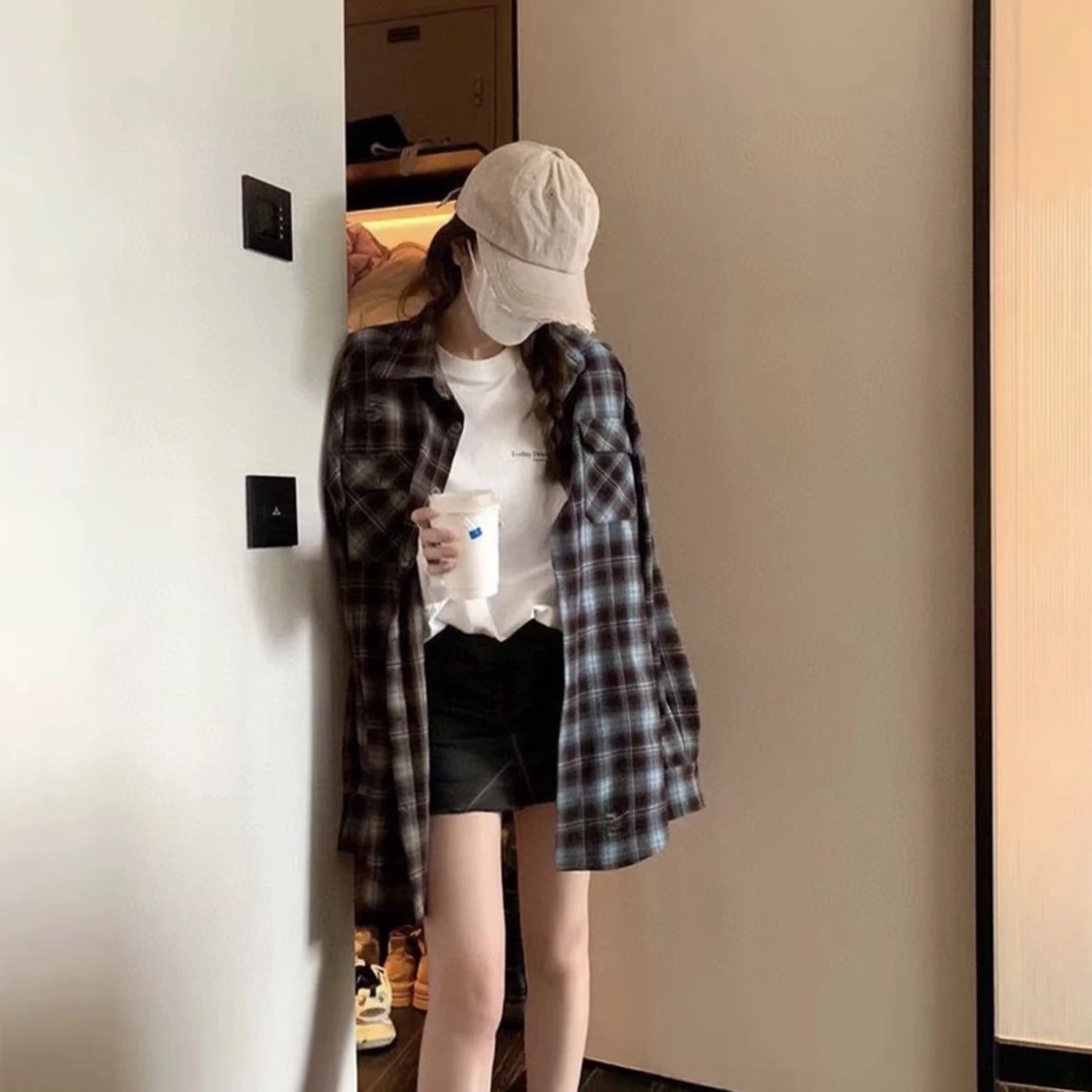 helt ny - We11done brun och blå rutig overshirt  - 2