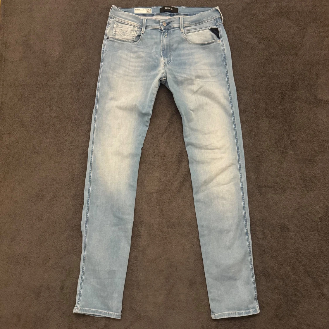 Replay Anbass Hyperflex herrjeans slim fit ljusblå W32 L34 - 3