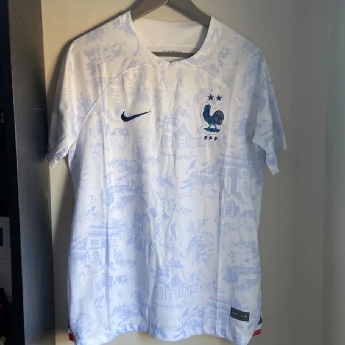 Frankrike fotbollströja Nike vit/blå